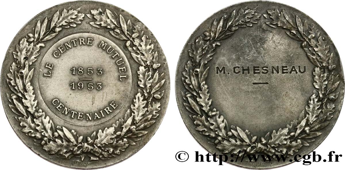 ASSURANCES Médaille, Centenaire du Centre Mutuel TTB+