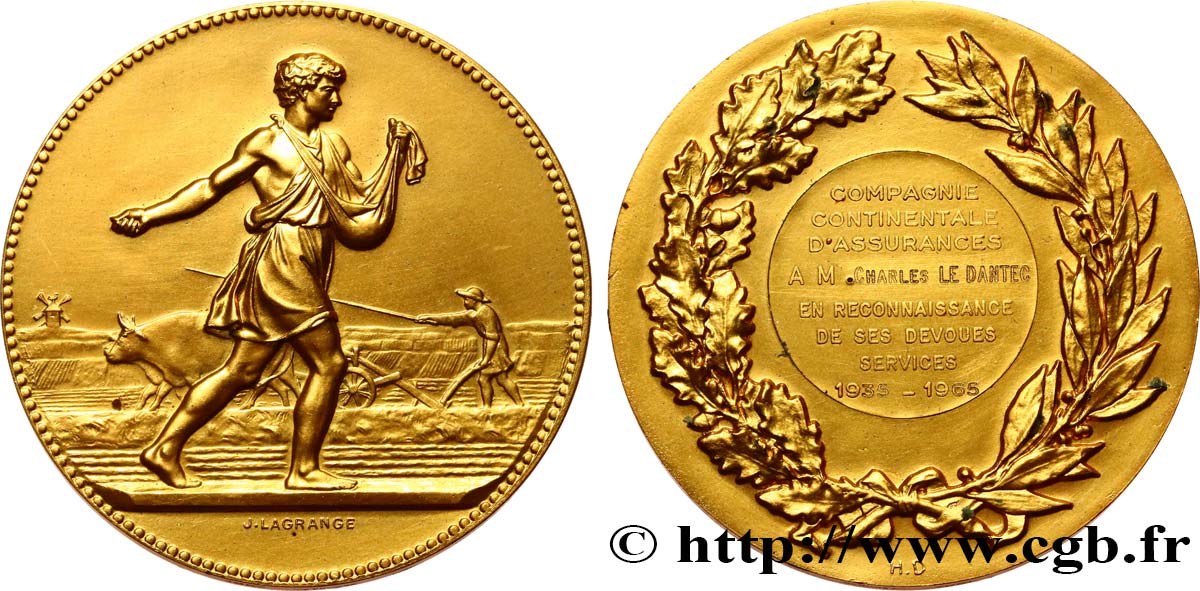INSURANCES Médaille de récompense, Compagnie continentale d’assurances AU