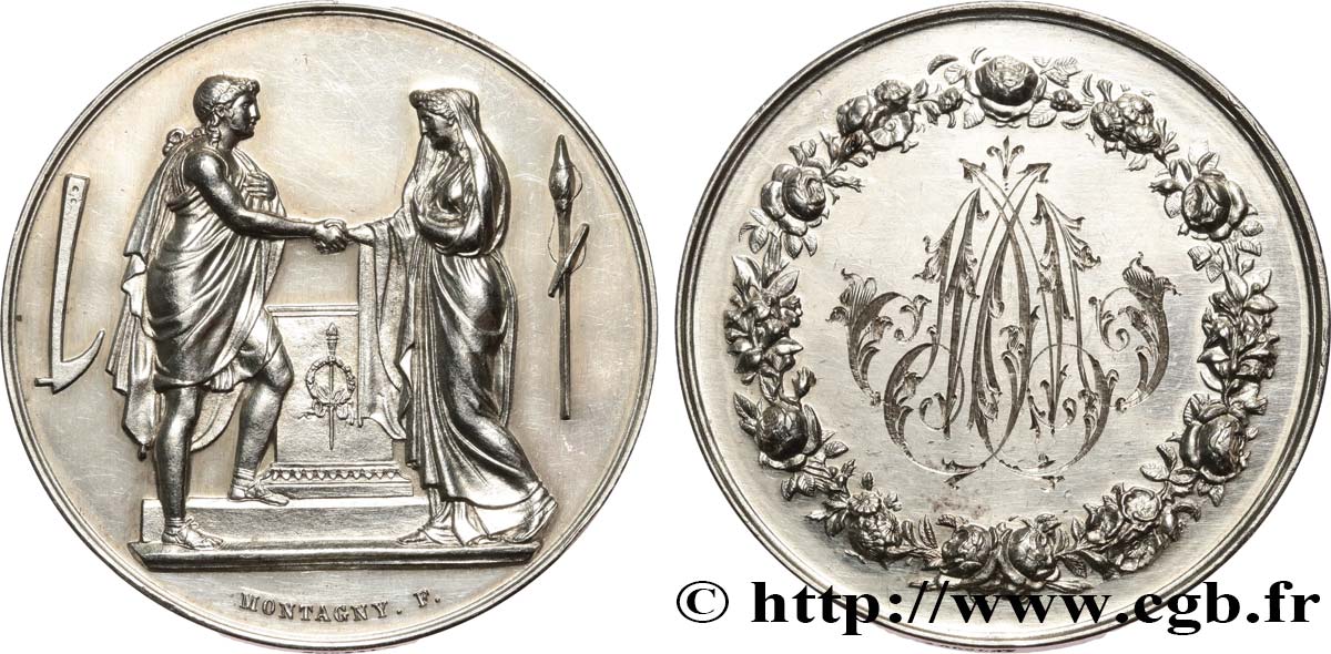 AMOUR ET MARIAGE Médaille de mariage, Couple antique VZ