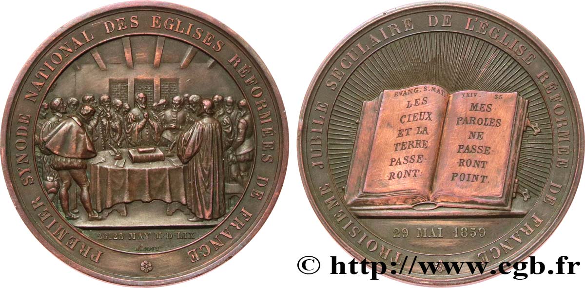 SECOND EMPIRE Médaille, Troisième jubilé séculaire de l’église réformée de France TTB