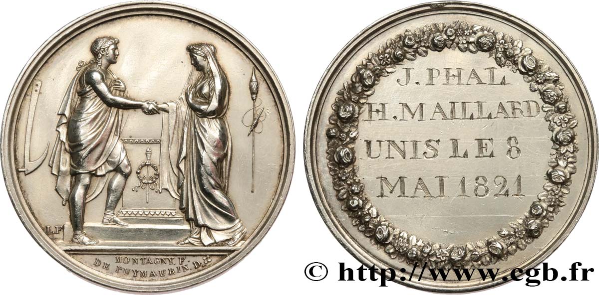 AMOUR ET MARIAGE Médaille de mariage, Couple antique TTB+