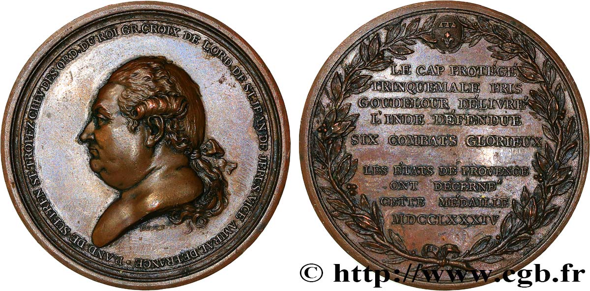 LOUIS XVI Médaille, Victoires de Pierre André, Bailli de Suffren, dans l Océan indien fVZ