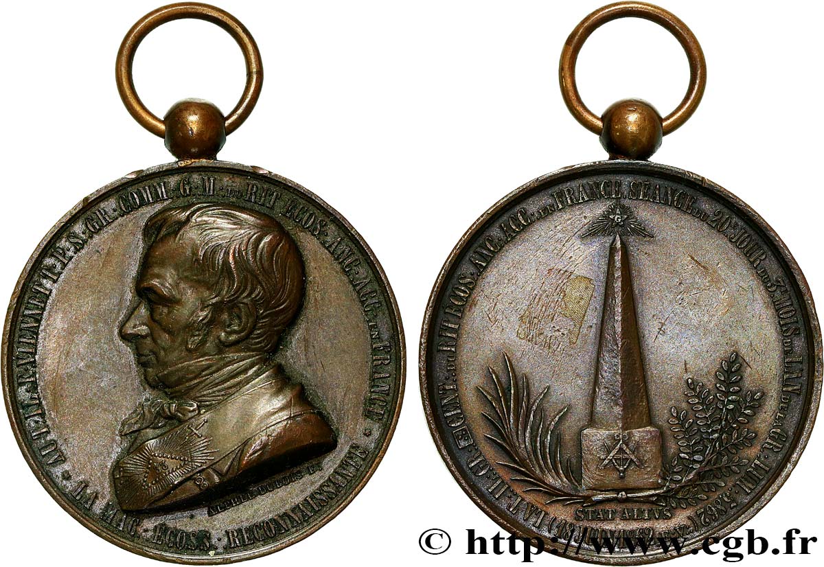 SECOND EMPIRE Médaille maçonnique - Orient de Paris, Rite écossais XF