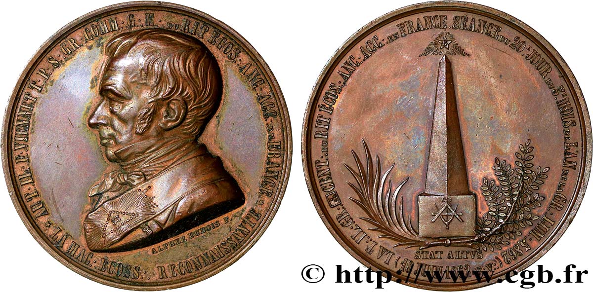 SECOND EMPIRE Médaille maçonnique - Orient de Paris, Rite écossais TTB+