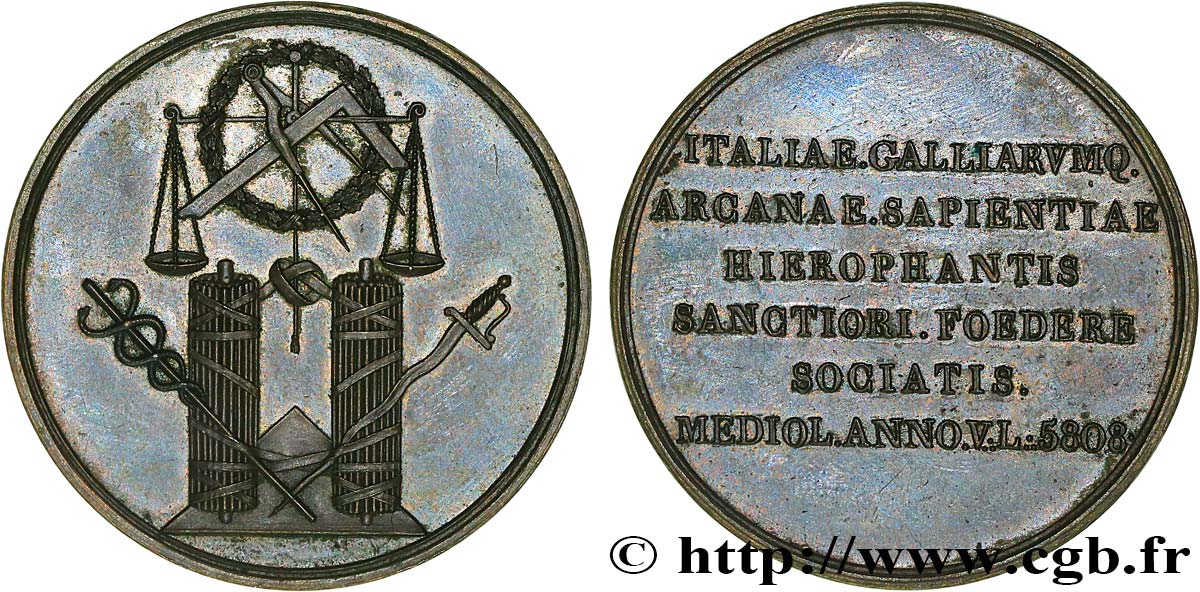 FREEMASONRY Médaille, Union des Francs-maçons de France et d’Italie AU