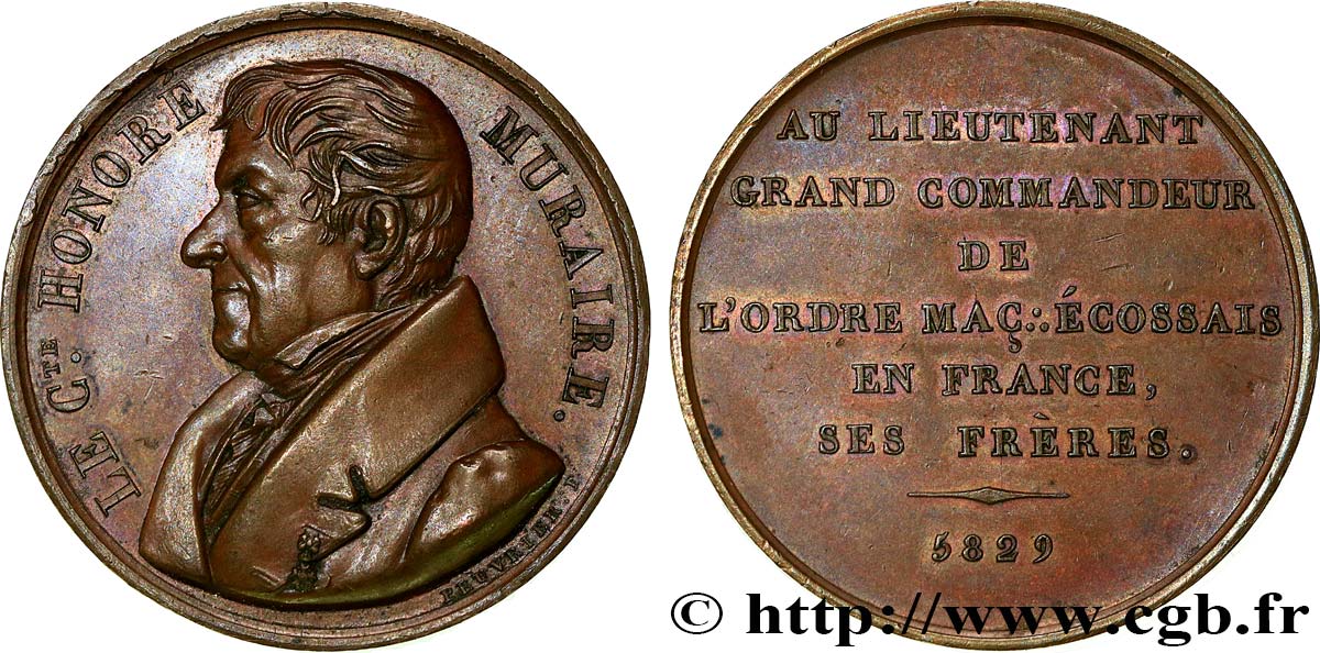 FRANC - MAÇONNERIE Médaille, Honoré, comte Muraire, Suprême Conseil de France SUP