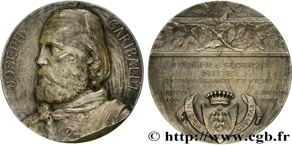 TROISIÈME RÉPUBLIQUE Médaille, Centenaire de Joseph Garibaldi SUP