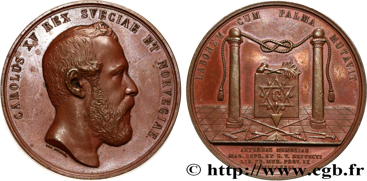 SUECIA - REINO DE SUECIA - CARLOS XV Médaille, Décès du roi Charles XV MBC+