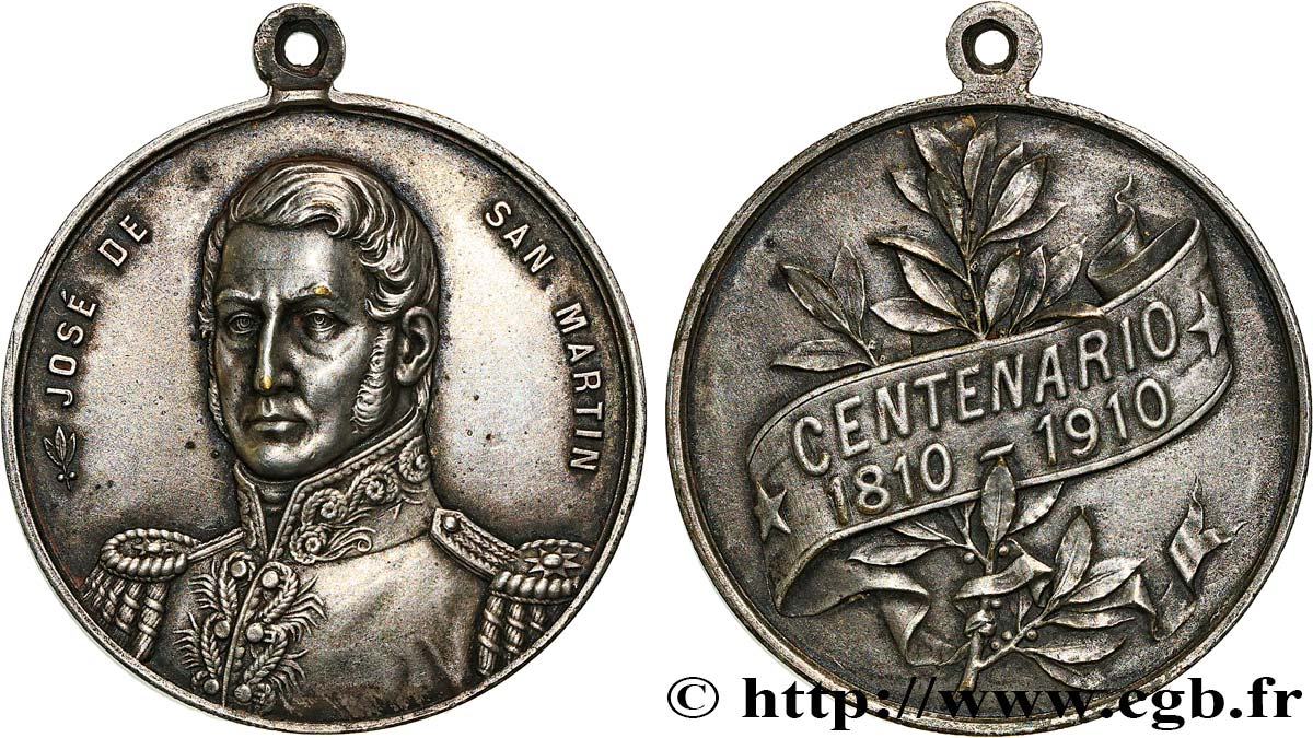 FREEMASONRY Médaille, Centenaire de l’indépendance sud-américaine, José de San Martin AU