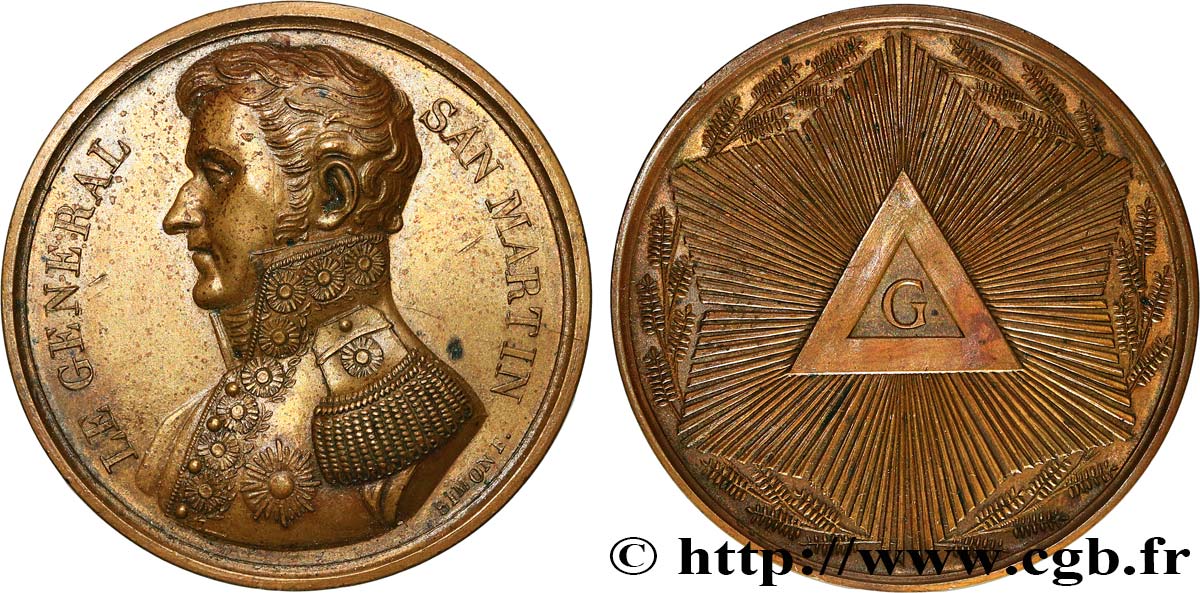 FRANC-MAÇONNERIE - PARIS Médaille, José de San Martin VZ