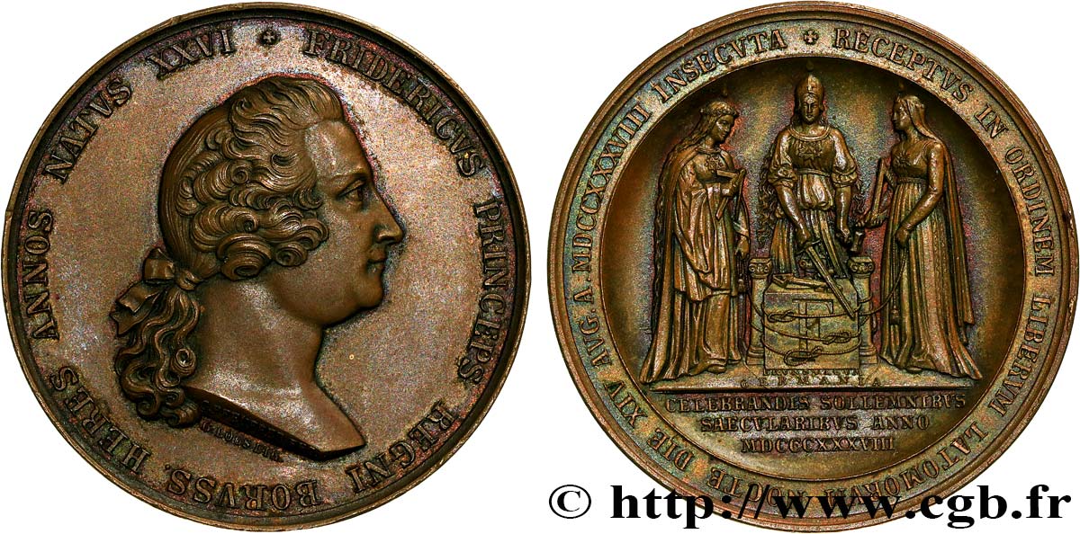 ALLEMAGNE - ROYAUME DE PRUSSE - FRÉDÉRIC II LE GRAND Médaille, Célébration du centenaire de l’initiation de Frédéric II AU