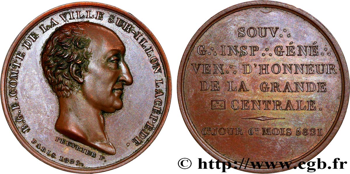 FRANC-MAÇONNERIE - PARIS Médaille, Comte de Lacépède, Grande loge centrale MBC+