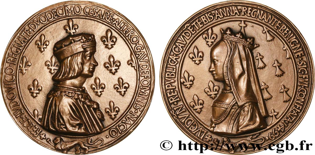 LOUIS XII, FATHER OF THE PEOPLE Médaille, Mariage de Louis XII et Anne de Bretagne, refrappe moderne AU