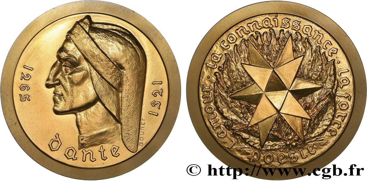 LITTÉRATURE : ÉCRIVAINS/ÉCRIVAINES - POÈTES Médaille, Dante Alighieri, n°95 SUP