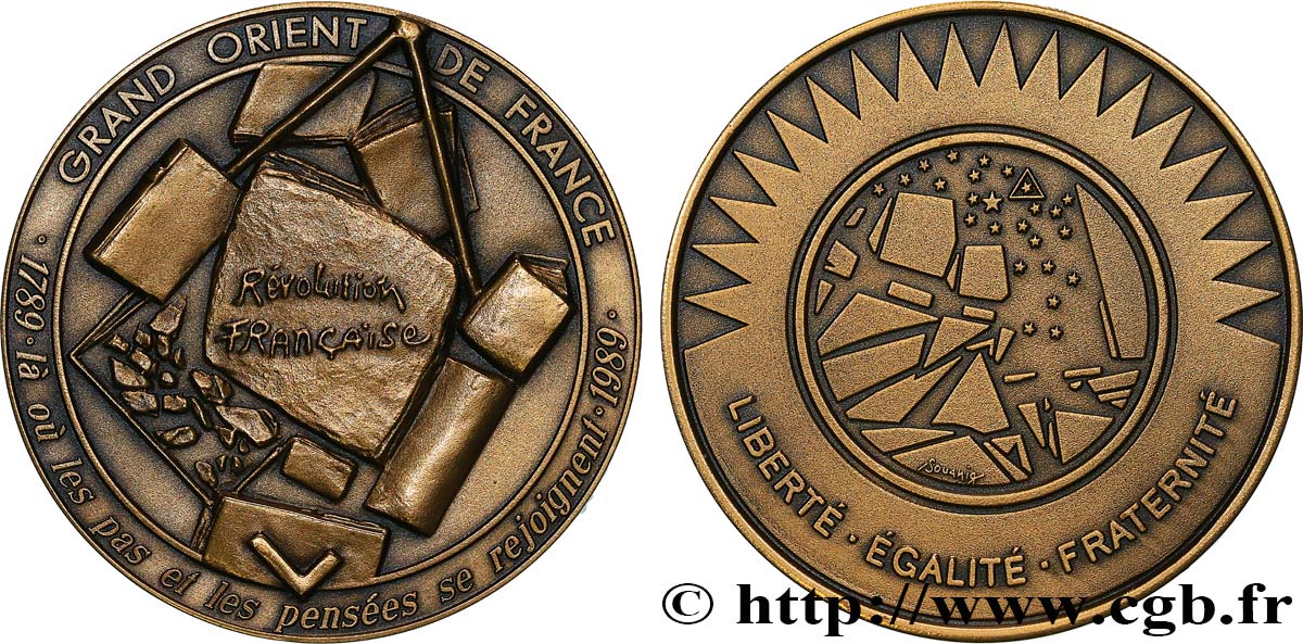 FRANC - MAÇONNERIE Médaille, GOF, Bicentenaire de la révolution française SUP
