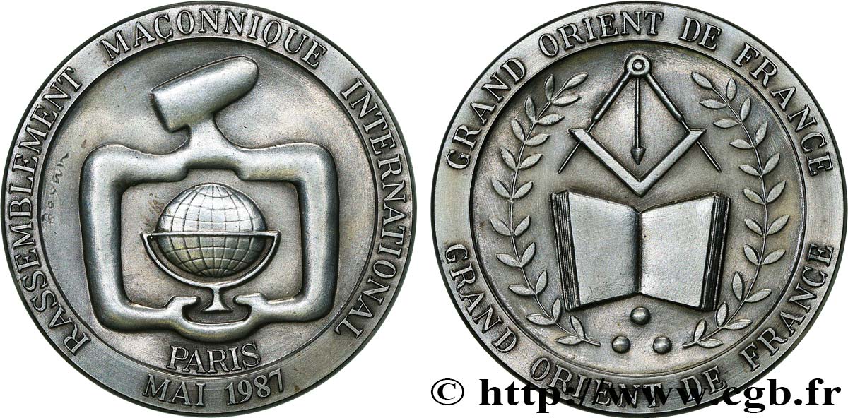 FRANC-MAÇONNERIE - PARIS Médaille, GOF, Rassemblement maçonnique international EBC