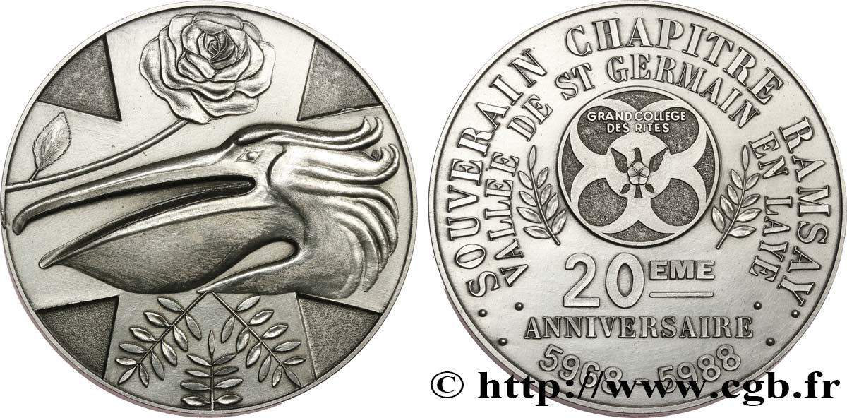 FREEMASONRY Médaille, 20e anniversaire, Souverain Chapitre Ramsay AU