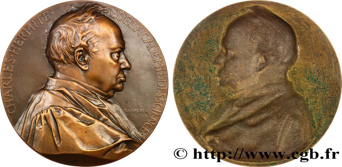 III REPUBLIC Médaille, Charles Hermite, membre de l’Académie des sciences, tirage uniface AU