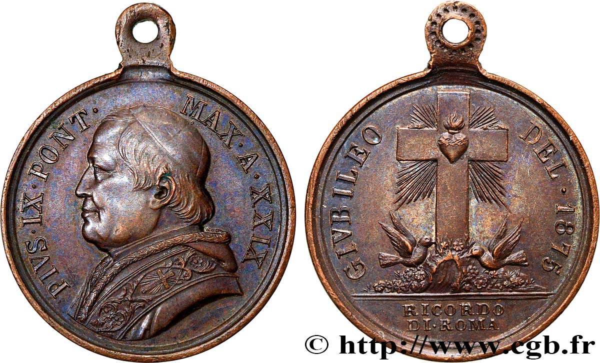 ITALIE - ÉTATS DU PAPE - PIE IX (Jean-Marie Mastai Ferretti) Médaille, Jubilé TTB+
