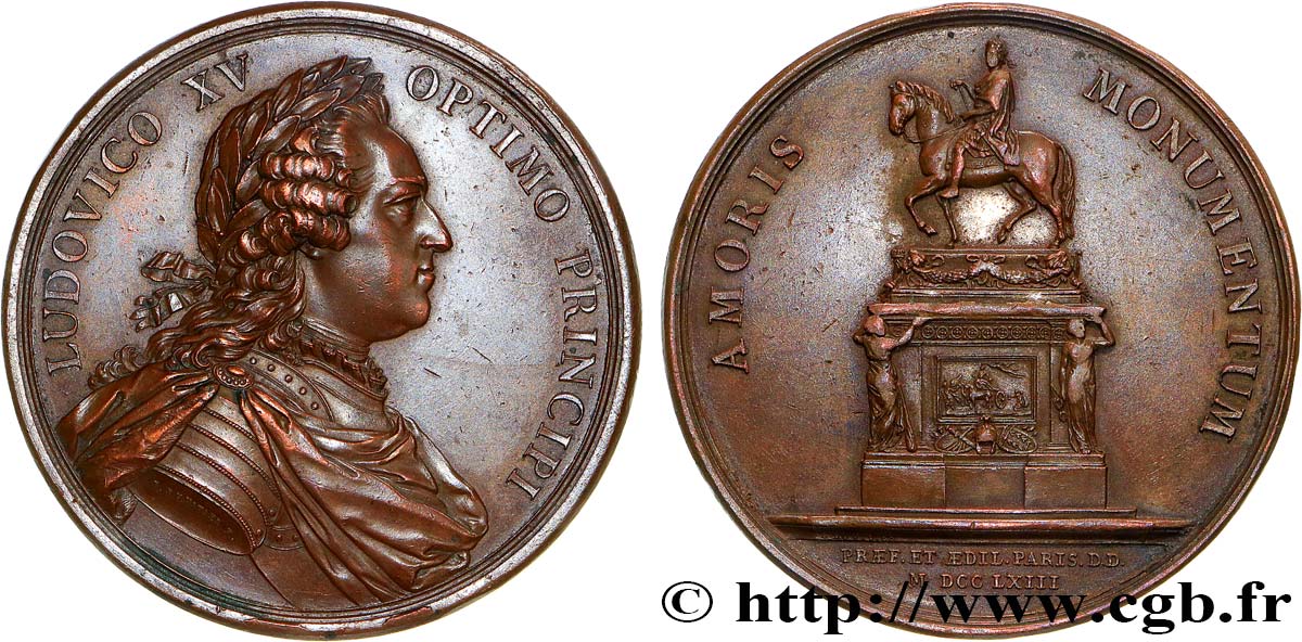 LOUIS XV DIT LE BIEN AIMÉ Médaille, Consécration de la statue équestre sur la place Louis XV TTB