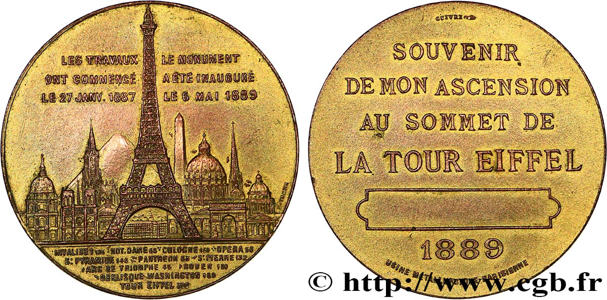 TROISIÈME RÉPUBLIQUE Médaille de l’ascension de la Tour Eiffel (Sommet) TTB