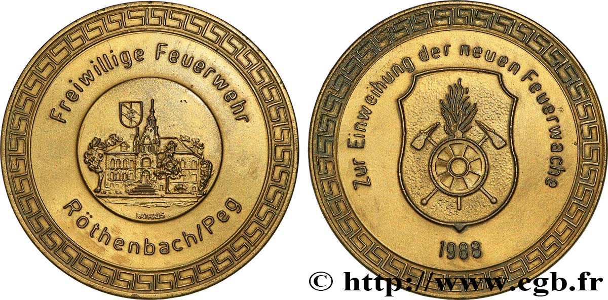 ALLEMAGNE Médaille, Inauguration de la nouvelle caserne de pompiers TTB+