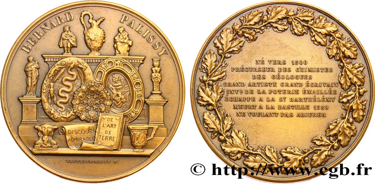 LITTÉRATURE : ÉCRIVAINS/ÉCRIVAINES - POÈTES Médaille, Bernard Palissy TTB+