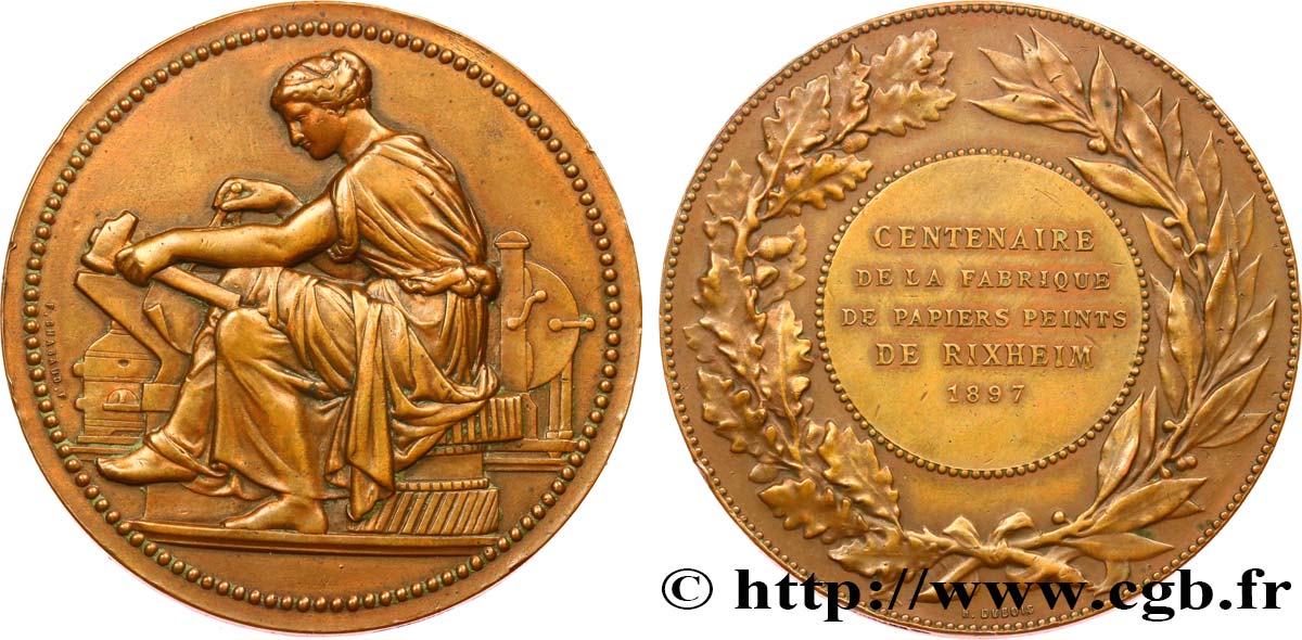 TERCERA REPUBLICA FRANCESA Médaille, Centenaire de la fabrique de papiers peints MBC