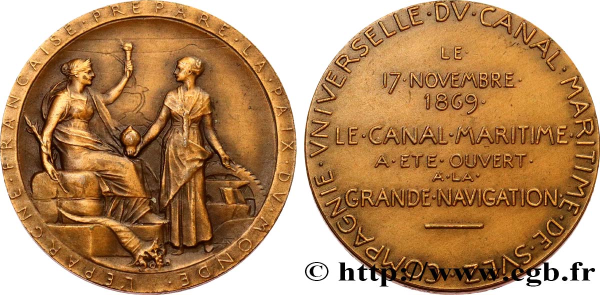 CANAUX ET TRANSPORTS FLUVIAUX Médaille, Compagnie Universelle du Canal maritime de Suez TTB+
