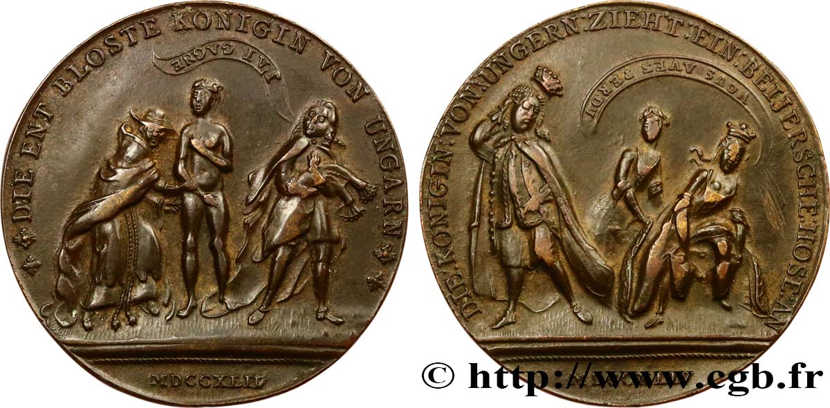 AUSTRIA - KINGDOM OF BOHEMIA - MARIA-THERESA Médaille satyrique - Humiliation de Marie-Thérèse par Frédéric II XF