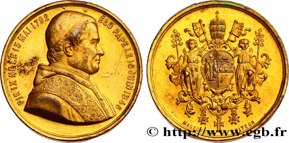 ITALIE - ÉTATS DU PAPE - PIE IX (Jean-Marie Mastai Ferretti) Médaille, Élection du pape Pie IX TTB
