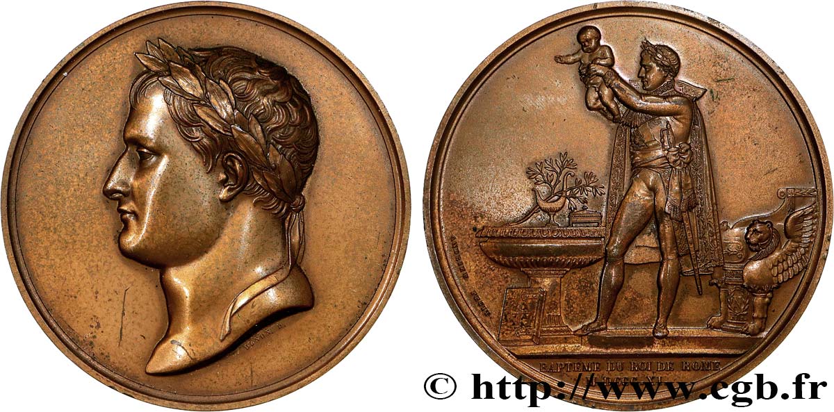 PREMIER EMPIRE / FIRST FRENCH EMPIRE Médaille, Baptême du roi de Rome, refrappe AU