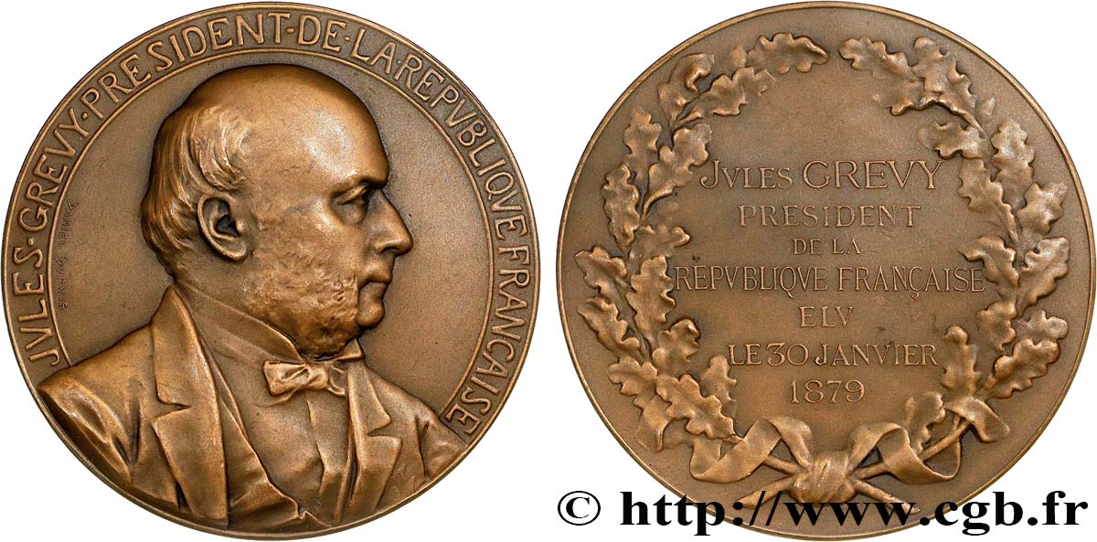 III REPUBLIC Médaille, Élection de Jules Grévy AU