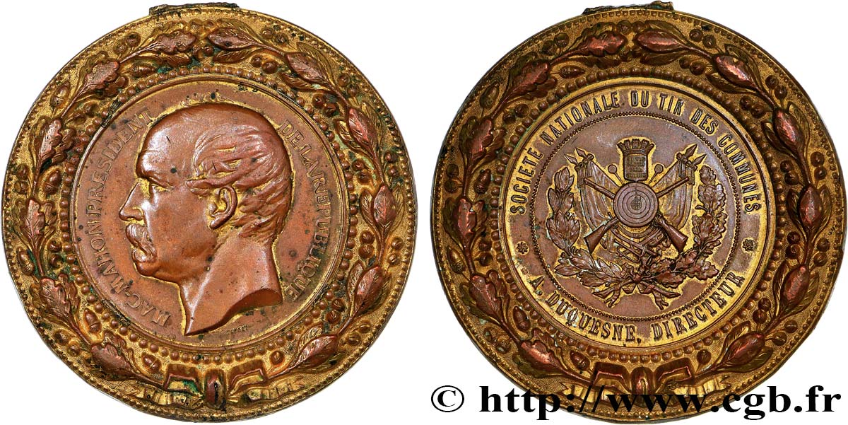 III REPUBLIC Médaille, Société nationale du tir des communes VF