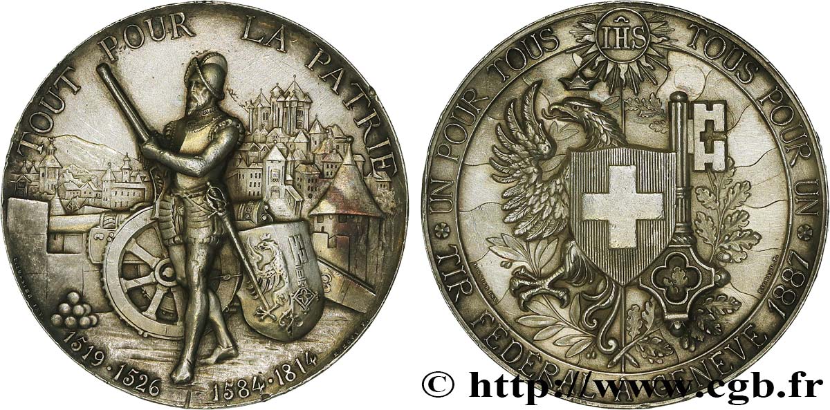 SUISSE - CONFÉDÉRATION HELVÉTIQUE Médaille, Tir Fédéral de Genève TTB+