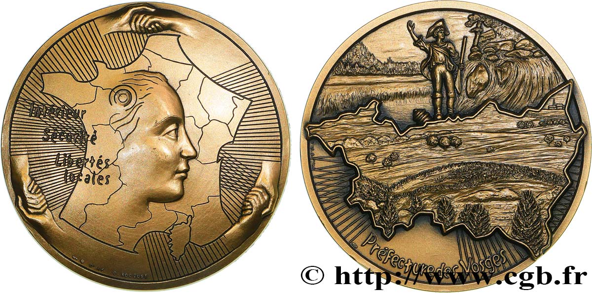 QUINTA REPUBLICA FRANCESA Médaille, Préfecture des Vosges EBC