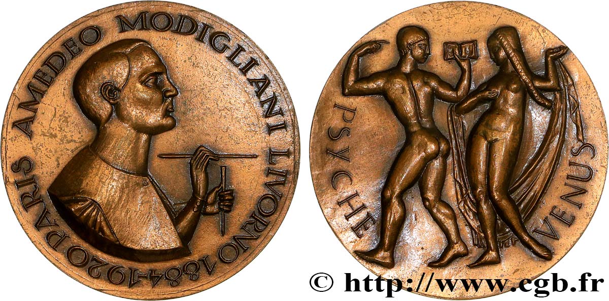 ARTISTES : GRAVEURS, PEINTRES, SCULPTEURS Médaille, Amedeo Modigliani, Psyché et Vénus AU