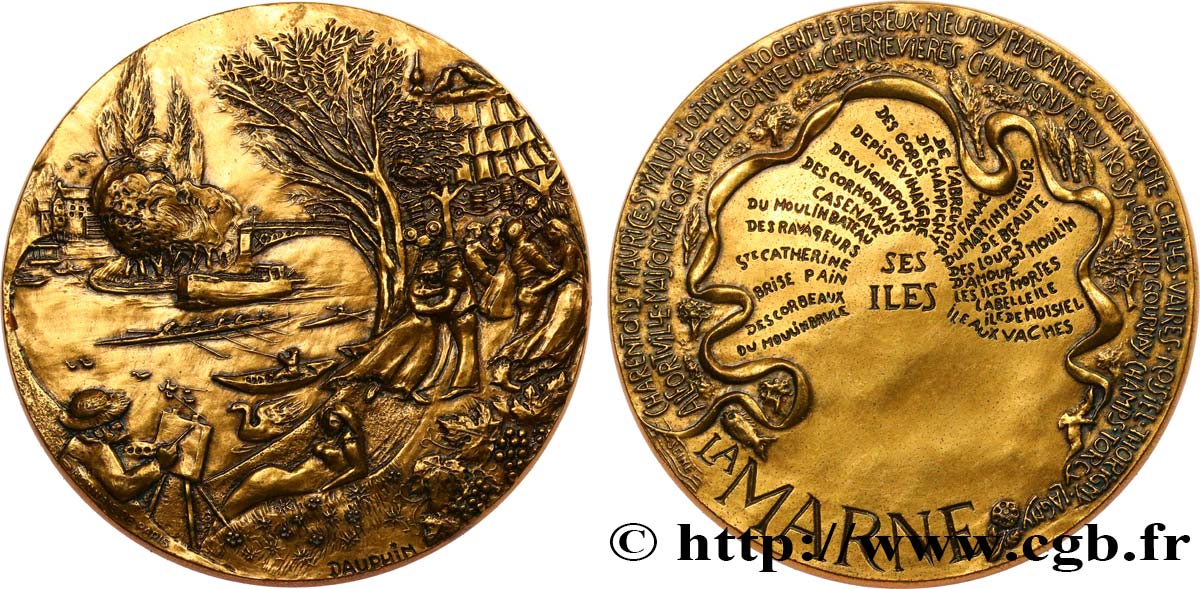 QUINTA REPUBLICA FRANCESA Médaille, La Marne et ses îles EBC