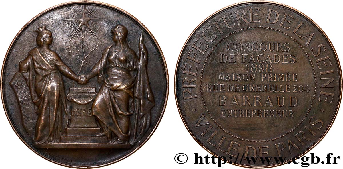 TROISIÈME RÉPUBLIQUE Médaille, Concours de façades TTB