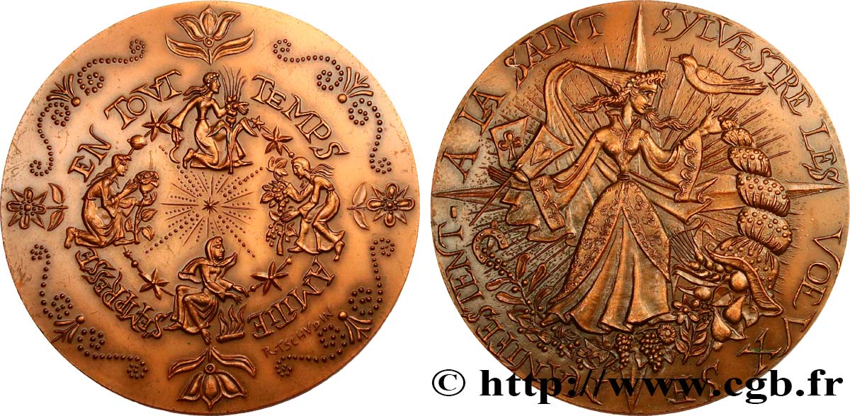 CINQUIÈME RÉPUBLIQUE Médaille de vœux de la St-Sylvestre - Amitié TTB+