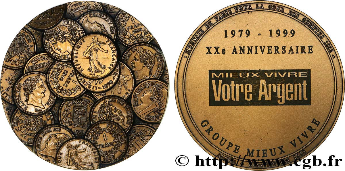 CINQUIÈME RÉPUBLIQUE Médaille, Monnaie de Paris pour la cour des comptes SUP/TTB+