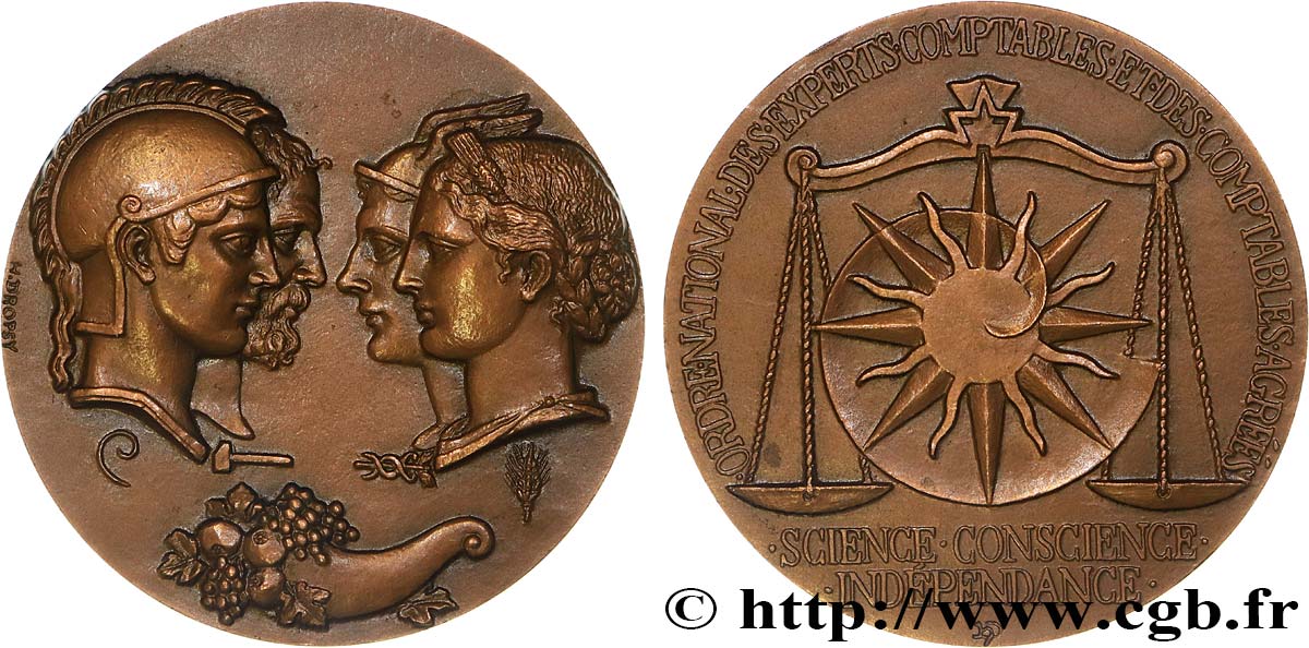 V REPUBLIC Médaille, Hommage de l’ordre des experts comptables et des comptables agrées AU