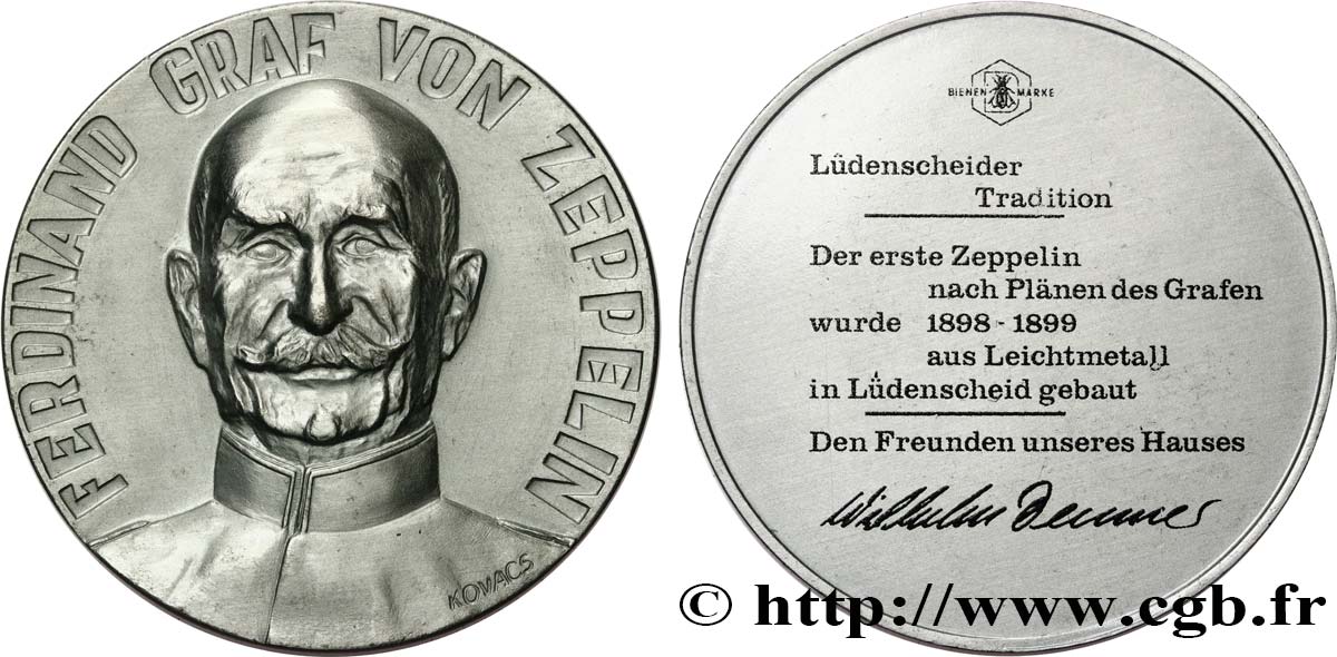 SCIENCES & SCIENTIFIQUES Médaille, Fedinand Graf von Zeppelin fST