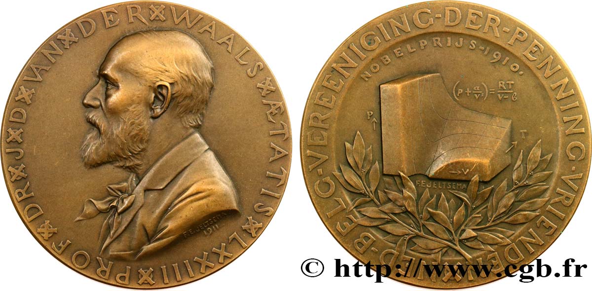 SCIENCES & SCIENTIFIQUES Médaille, Johannes Diderik van der Waals MBC+