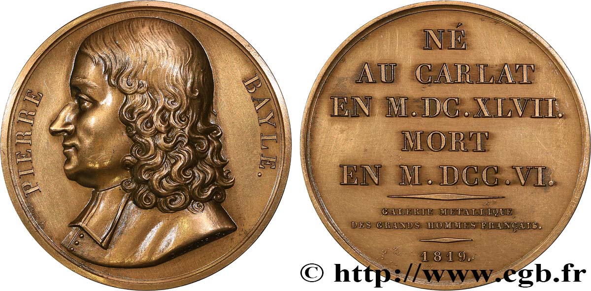 GALERIE MÉTALLIQUE DES GRANDS HOMMES FRANÇAIS Médaille, Pierre Bayle TTB+