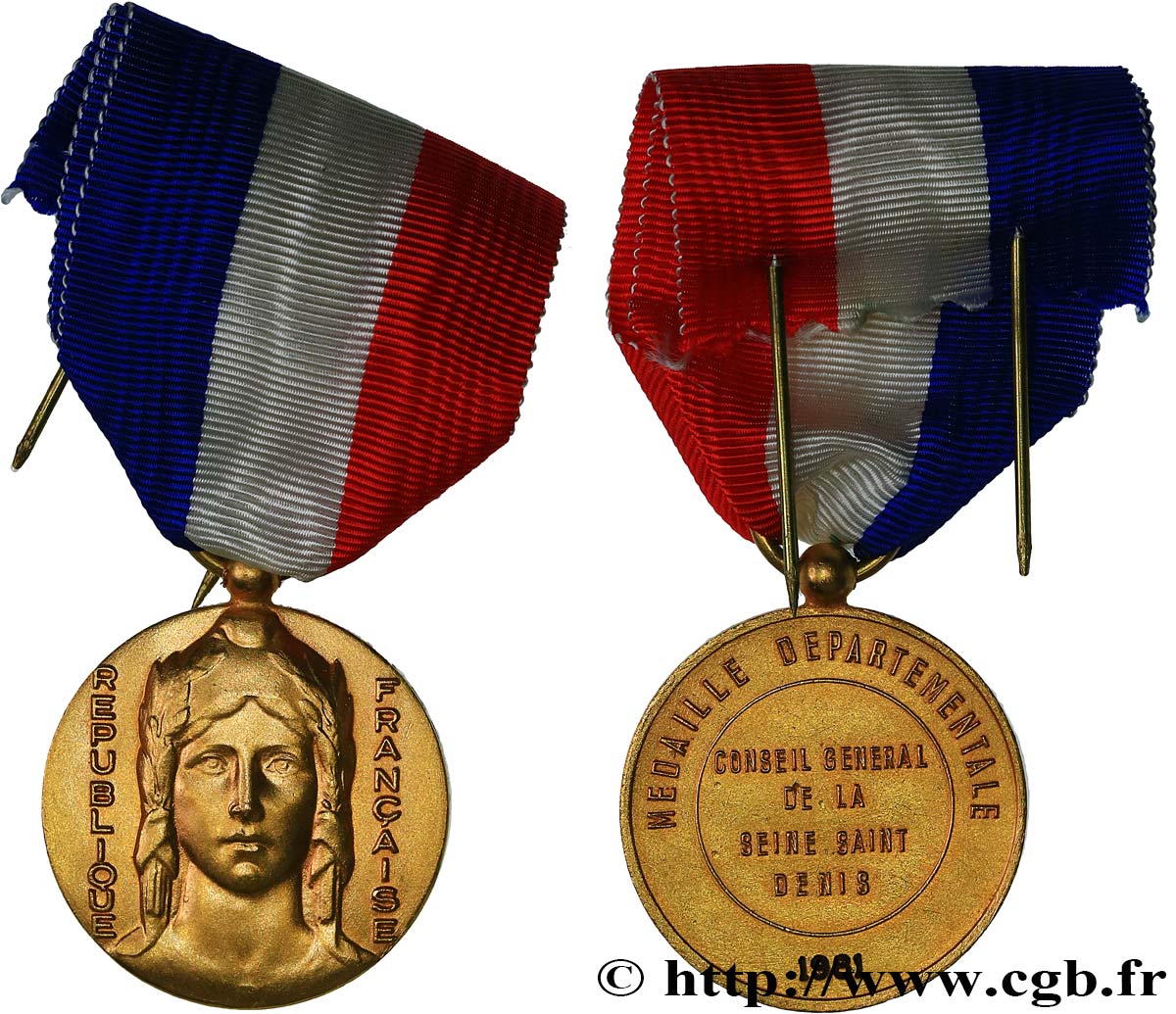 CINQUIÈME RÉPUBLIQUE Médaille départementale, Conseil général de la Seine Saint Denis SUP/TTB+