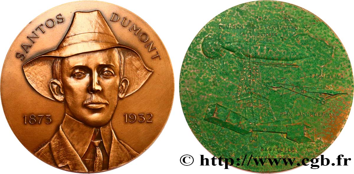 AÉRONAUTIQUE - AVIATION : AVIATEURS & AVIONS Médaille, Alberto Santos-Dumont SUP/TTB