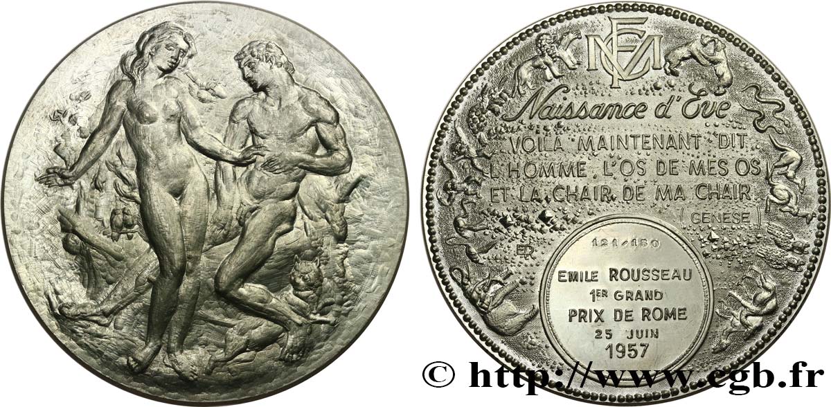 QUARTA REPUBBLICA FRANCESE Médaille, Naissance d’Ève SPL