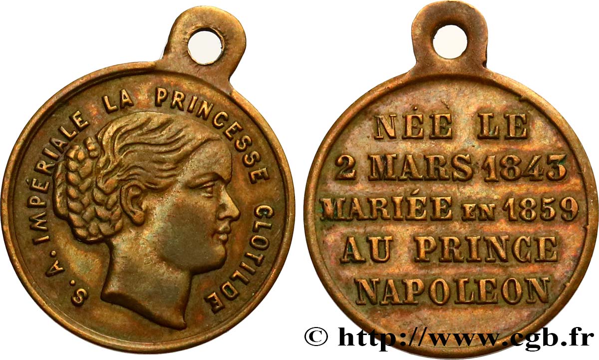 AMOUR ET MARIAGE Médaille, Mariage de Clotilde de Savoie et du prince Napoléon XF