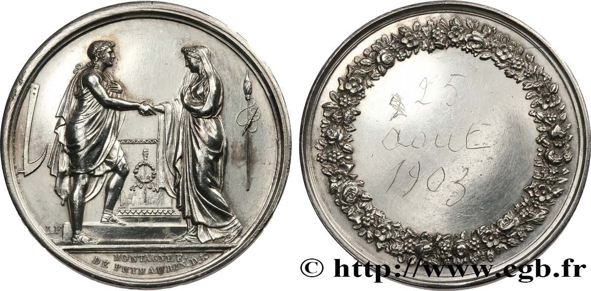 AMOUR ET MARIAGE Médaille de mariage, Couple antique fVZ